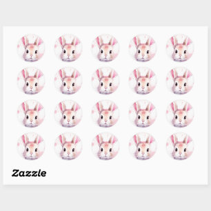 Konijn Schattig Waterverf Roze baby shower Ronde Sticker