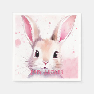 Konijn Schattig Waterverf Roze baby shower Servet