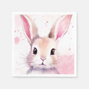 Konijn Schattig Waterverf Roze Servet
