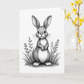 Konijn schets kunst kaart (Gele Bloem)