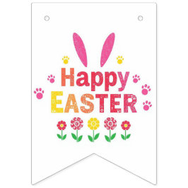 konijn schilderend paaseieren inpakpapier  vlaggetjes