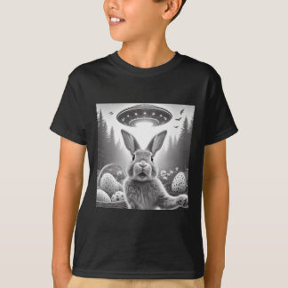Konijn Selfie Met Ufos Vintage Alien Konijn Pasen T-shirt