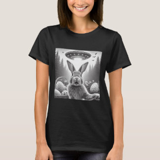 Konijn Selfie Met Ufos Vintage Alien Konijn Pasen T-shirt