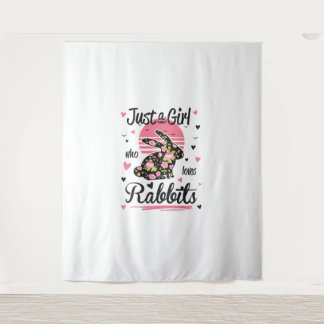 Konijn Shirt. Een meisje dat van konijnen houdt Wandkleed