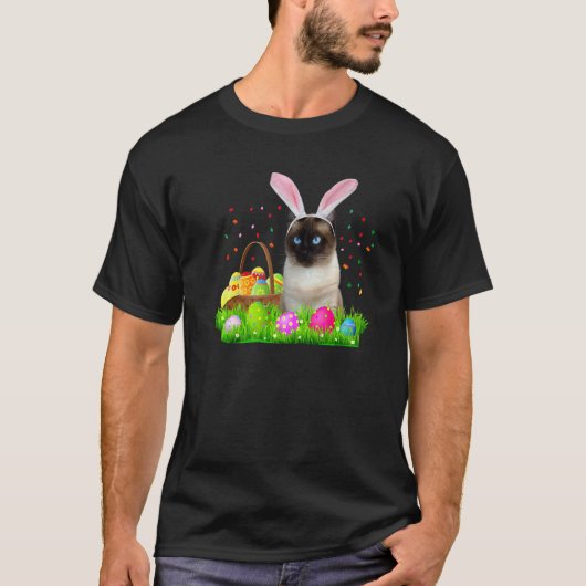 Konijn Siamese Kat  Pasen Siamese Kat T-shirt (Voorkant)