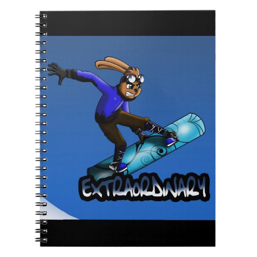 Konijn Snowboarder Notitieboek (Voorkant)