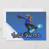 Konijn Snowboarder Verjaardagsfeest Kaart (Voorkant)