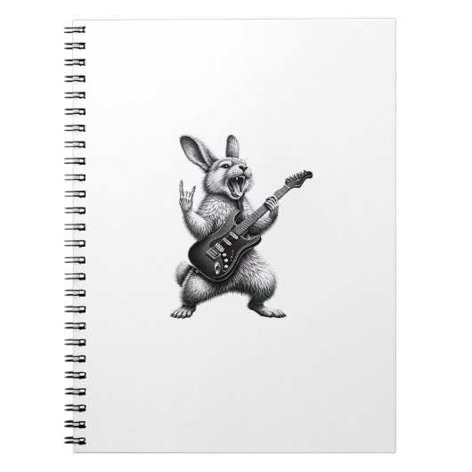 Konijn speelt gitaar Rockster Konijn liefhebber Pa Notitieboek (Voorkant)