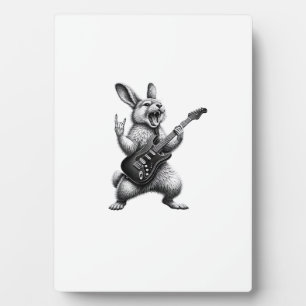 Konijn speelt gitaar Rockster Konijnenliefhebber P Fotoplaat