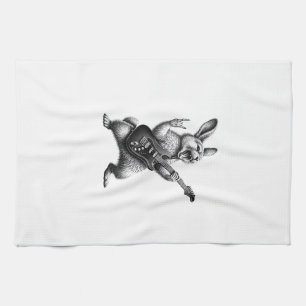 Konijn Speelt Gitaar Rockster Konijnliefhebber Pas Theedoek