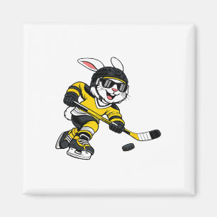 Konijn speelt ijshockey konijn paassport mannen  magneet