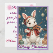 Konijn Speelt Viool Kerstkaart (Voorkant / Achterkant)