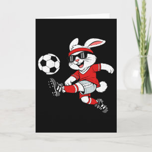 Konijn speelt voetbal konijn gelukig Pasen sport m Kaart