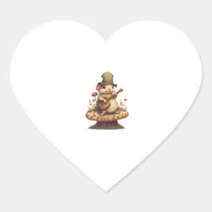 Konijn spelen Banjo op Mushroom Bunny Cottagecore Hart Sticker