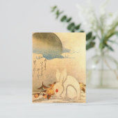 Konijn Spelen in de Sneeuw door Hokushu Briefkaart (Staand voorkant)