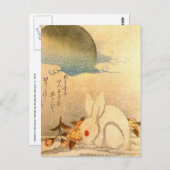 Konijn Spelen in de Sneeuw door Hokushu Briefkaart (Voorkant / Achterkant)