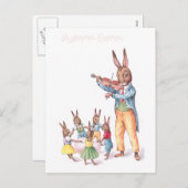 Konijn spelen Viool  Paas Kaart (Voorkant / Achterkant)