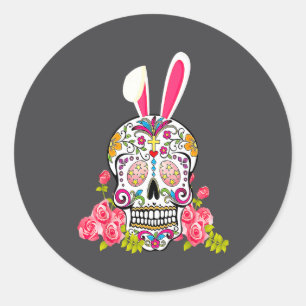 Konijn Suiker Schedel Gelukkig Pasen Matching Mexi Ronde Sticker