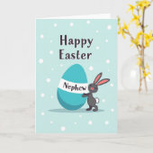 Konijn Teal Ei Neef Pasen Kaart (Gele Bloem)