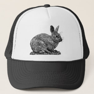 Konijn - Tekening pen- en inktstijl Trucker Pet