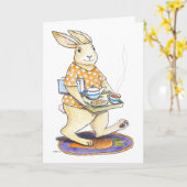 Konijn Theekistje Beterschap kaart (Gele Bloem)