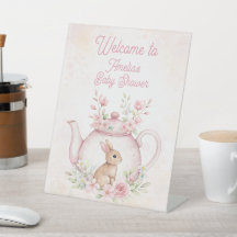 Konijn Theepot Bloemen Welkom Baby Shower