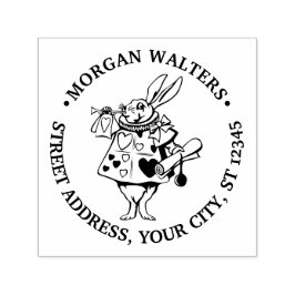 Konijn Trompettist Alice Ad Wonderland Ronde Adres Zelfinktende Stempel