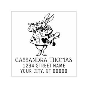 Konijn Trompettist Alice Adv Wonderland Naam Adres Zelfinktende Stempel