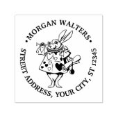 Konijn Trompettist Alice in Wonderland Ronde Adres Zelfinktende Stempel (Design)