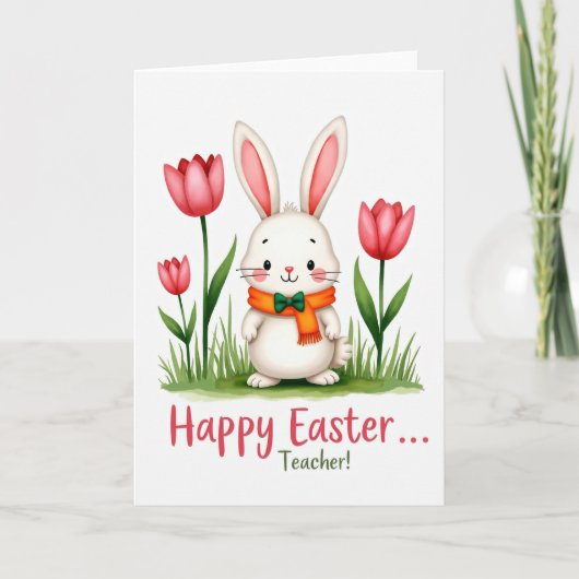 Konijn Tulp Lente Kaart (Voorkant)