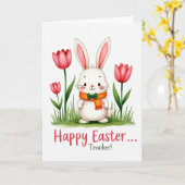 Konijn Tulp Lente Kaart (Gele Bloem)