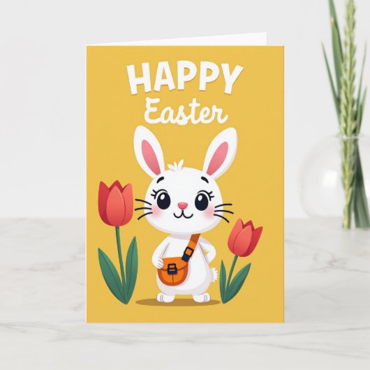 Konijn Tulp Viering Kaart (Voorkant)