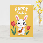 Konijn Tulp Viering Kaart (Gele Bloem)