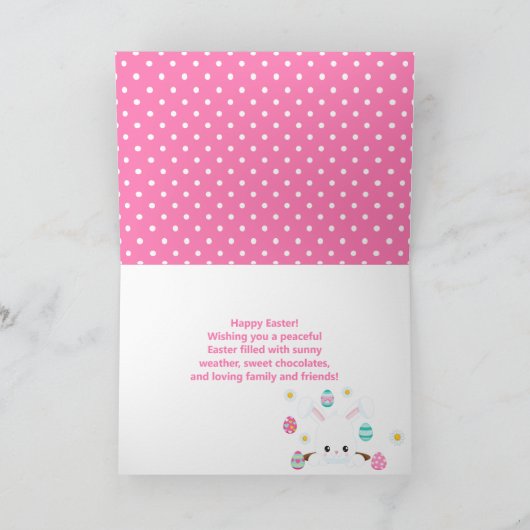 Konijn Turquoise Blauwe en Roze Eieren Gelukkig Pa Kaart (Binnen)