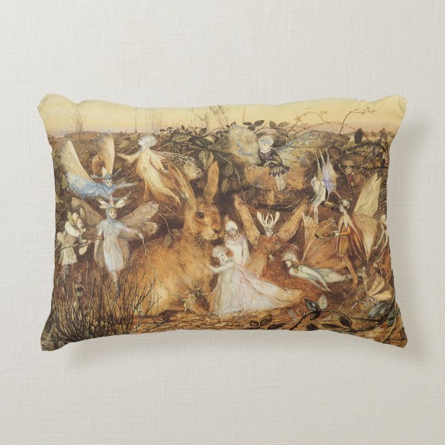 Konijn tussen de Fairies,  feiën Accent Kussen (Voorkant)