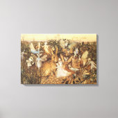 Konijn tussen de Fairies,  feiën Canvas Afdruk (Voorkant)