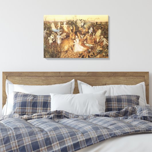 Konijn tussen de Fairies,  feiën Canvas Afdruk (Insitu (Slaapkamer))