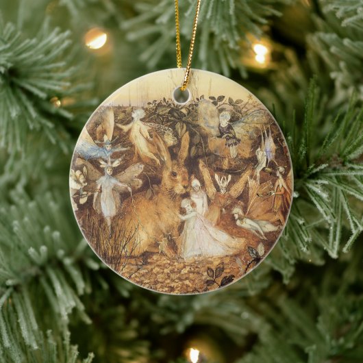 Konijn tussen de Fairies,  feiën Keramisch Ornament (Boom)