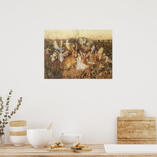 Konijn tussen de Fairies,  feiën Poster (Keuken)