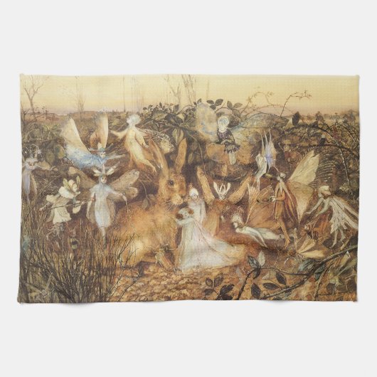 Konijn tussen de Fairies,  feiën Theedoek (Horizontaal)