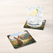 Konijn tussen de goudsbloemen kartonnen onderzetters (Insitu)