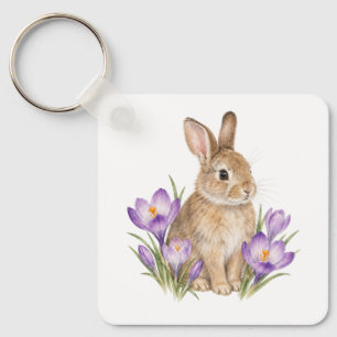 Konijn tussen herfst krokus sleutelhanger