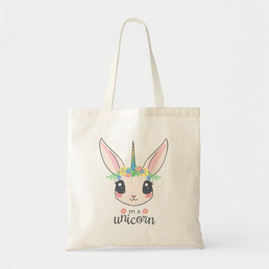 Konijn Unicorn Face met Pony Tote Bag (Voorkant)