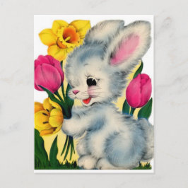 konijn van 1940 met bloemen briefkaart