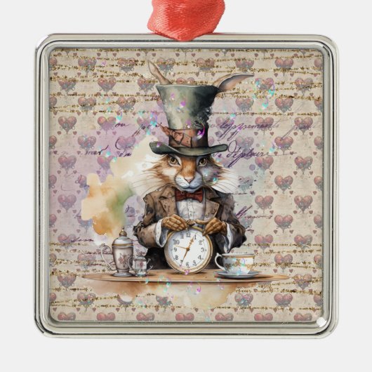 Konijn van Alice in Wonderland Metalen Ornament (Voorkant)