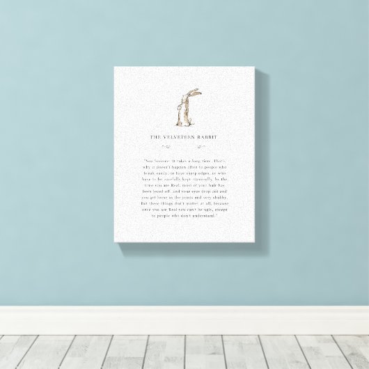Konijn van fluweel citaat canvas afdruk (Insitu (Houten vloer))