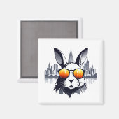 Konijn Vector Art Animal Modern Urban City Graphic Magneet (Voorkant / Achterkant)