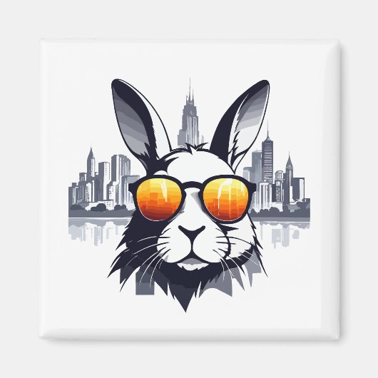 Konijn Vector Art Animal Modern Urban City Graphic Magneet (Voorkant)