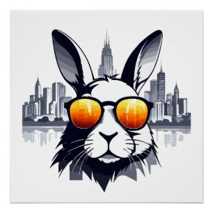 Konijn Vector Art Animal Modern Urban City Graphic Perfect Poster