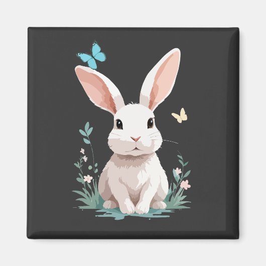Konijn Vector Schilderen Schattig Leuk Dier Spelen Magneet (Voorkant)